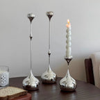 Silver Candle Holder, Metal Candlestick Romantic Art Table Decoration - MOOAZAA