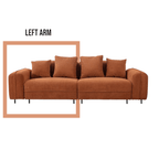 Orang sofa with cushions on a white background