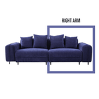 Blue sofa with cushions on a white background