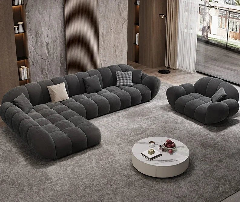 Sleek Matte Fabric L - Shaped Sofa - MOOAZAA