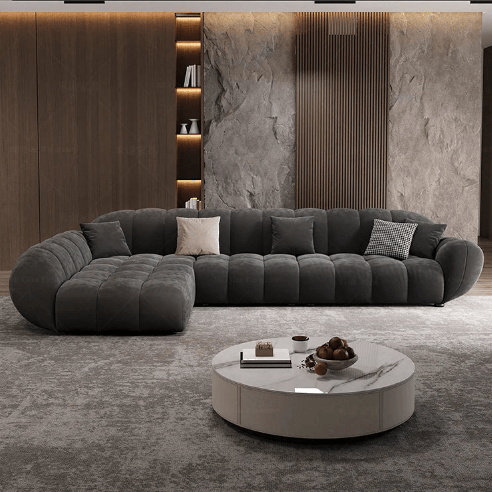 Sleek Matte Fabric L - Shaped Sofa - MOOAZAA