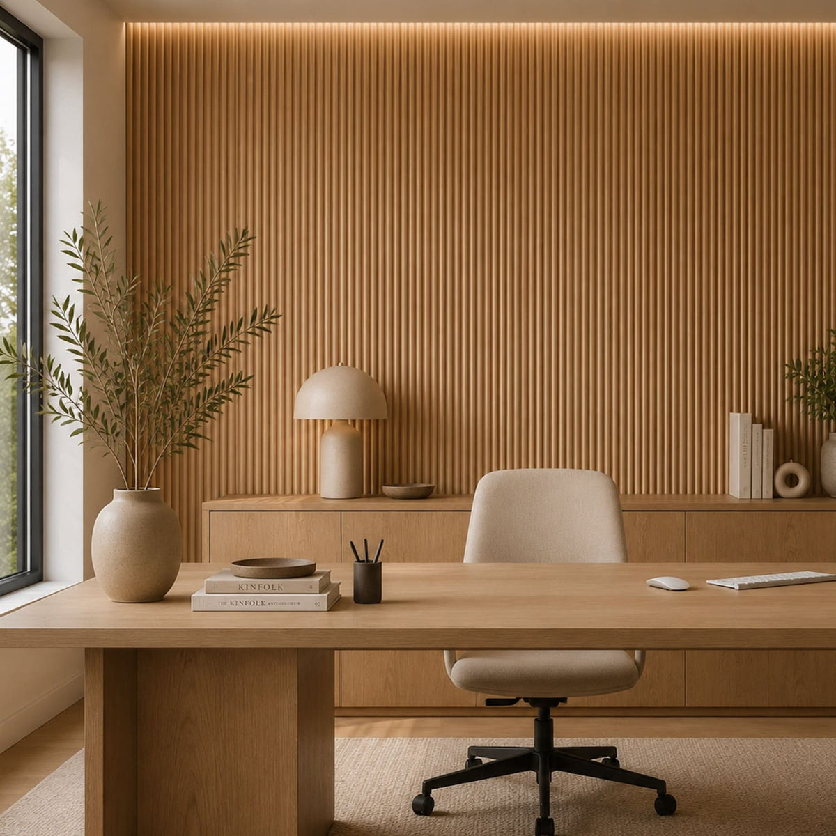 Small Fluted Mini Ribbed Wall Panels in Natural Oak - 240cm x 60cm