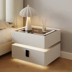 Smart Bedside Table, Modern Nightstand with LED Light & Charging Station - MOOAZAA 