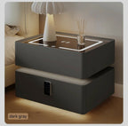 Smart Bedside Table, Modern Nightstand with LED Light & Charging Station - MOOAZAA 