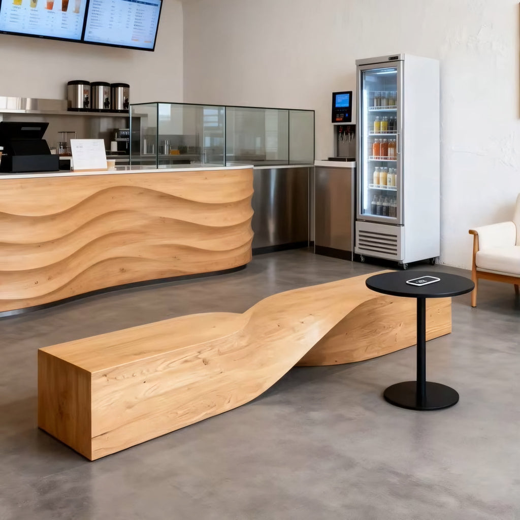 Solid Wood Bench | Wabi-Sabi Pine Wood Entryway & Dining Bench - MOOAZAA