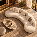 Sonsa Curved Modular Warm Ivory / Cream Sofa – 3 Seater | Mooazaa - MOOAZAA
