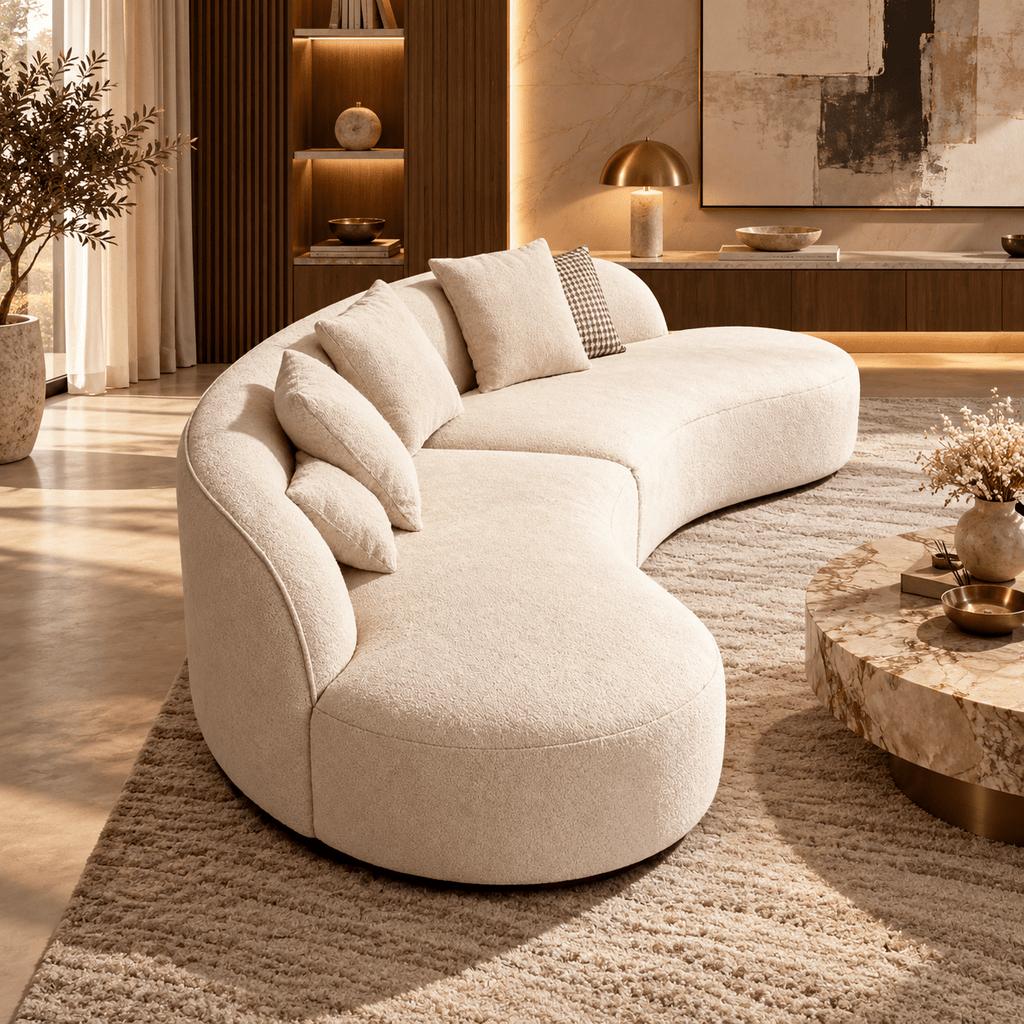 Sonsa Curved Modular Warm Ivory / Cream Sofa – 3 Seater | Mooazaa - MOOAZAA