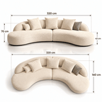 Sonsa Curved Modular Warm Ivory / Cream Sofa – 3 Seater | Mooazaa - MOOAZAA