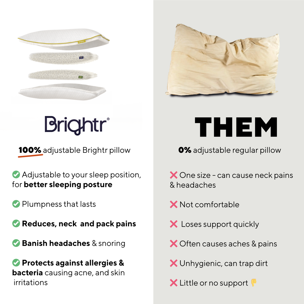 Brightr® Stella Hybrid Neck Support pillow