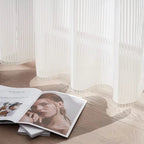 Striped Tulle White Curtains – Light Filtering Sheer Drapes - MOOAZAA