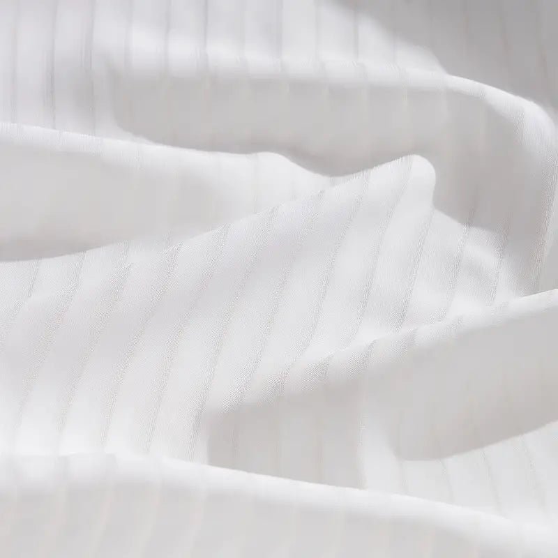 Striped Tulle White Curtains – Light Filtering Sheer Drapes - MOOAZAA