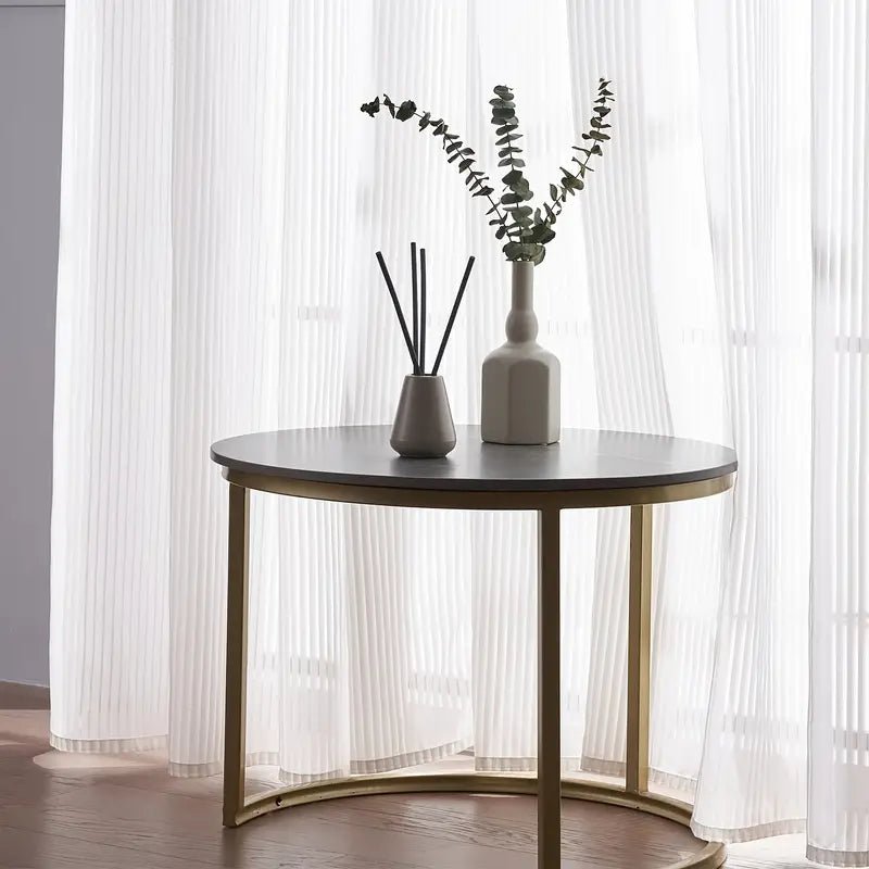 Striped Tulle White Curtains – Light Filtering Sheer Drapes - MOOAZAA