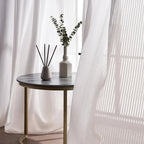 Striped Tulle White Curtains – Light Filtering Sheer Drapes - MOOAZAA