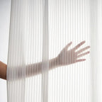 Striped Tulle White Curtains – Light Filtering Sheer Drapes - MOOAZAA