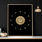 Sun and moon drawing  | set of 3 framed wall art