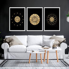 Sun and moon drawing  | set of 3 framed wall art