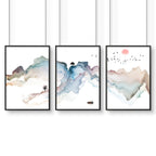 Art prints set of 3 | Japanese Sunset art prints