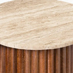Sweeney Round Side Table, Travertine - MOOAZAA