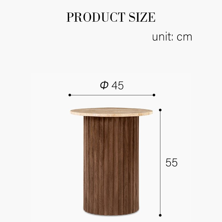 Sweeney Round Side Table, Travertine - MOOAZAA