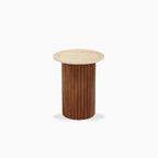 Sweeney Round Side Table, Travertine - MOOAZAA
