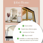 Advertisement for Jobu Home mirrors with images of mirrors in different rooms and listed features.