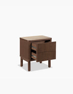 Tannenbaum 2 Drawer Bedside Table, Wood, With Sintered Stone Top - MOOAZAA