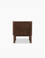 Tannenbaum 2 Drawer Bedside Table, Wood, With Sintered Stone Top - MOOAZAA