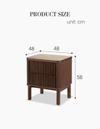 Tannenbaum 2 Drawer Bedside Table, Wood, With Sintered Stone Top - MOOAZAA