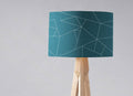 Teal Drum Lampshade, White Geometric Line Design Shade for Table, Floor or Ceiling Pendant Light