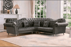 The Elegance Chesterfield Corner Sofas in Luxury Dark Grey Velvet, Immediate Delivery - MOOAZAA 