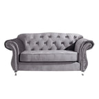 Luxury Chesterfield Velvet Sofa – Dark Grey & Black