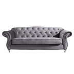 Luxury Chesterfield Velvet Sofa – Dark Grey & Black