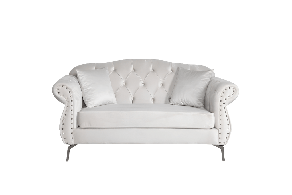 The New Chesterfield Sofa sets in Luxury Light Cream Velvet - MOOAZAA 