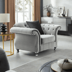 The New Chesterfield Sofas Sets in Luxury Grey Velvet, Express Delivery - MOOAZAA 