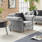 The New Chesterfield Sofas Sets in Luxury Grey Velvet, Express Delivery - MOOAZAA 