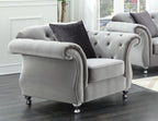 The New Chesterfield Sofas Sets in Luxury Grey Velvet, Express Delivery - MOOAZAA 