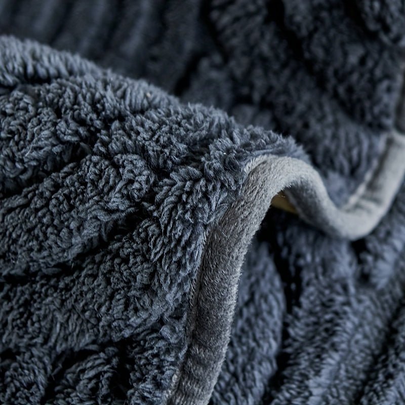 Close-up of a textured dark gray towel