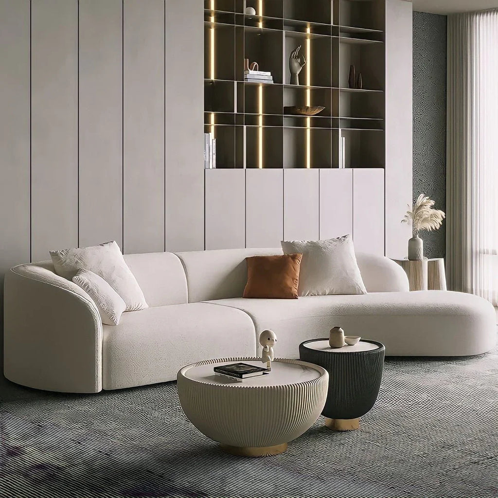 The Richmond Corner Sofa in Luxury Light Cream Velvet - MOOAZAA 