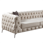 The Rocky Chesterfield Cream Velvet Corner Sofa - MOOAZAA 