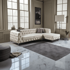 The Rocky Chesterfield Cream Velvet Corner Sofa - MOOAZAA 