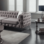 The Rocky Chesterfield Dark Grey Velvet Corner Sofa - MOOAZAA 
