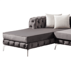 The Rocky Chesterfield Dark Grey Velvet Corner Sofa - MOOAZAA 