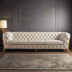 The Rocky Chesterfield Sofas Sets in Luxury Cream Velvet - MOOAZAA 