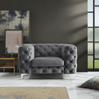 The Rocky Chesterfield Sofas Sets in Luxury Dark Grey Velvet - MOOAZAA 