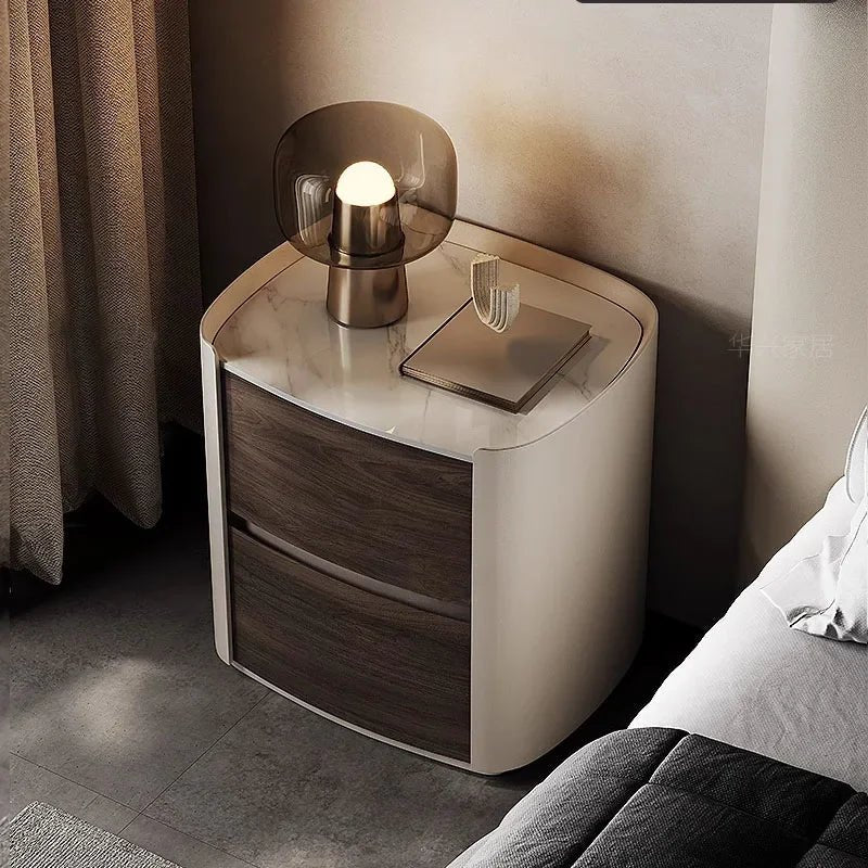 The Smoky Rain Wood Bedside Table - MOOAZAA 
