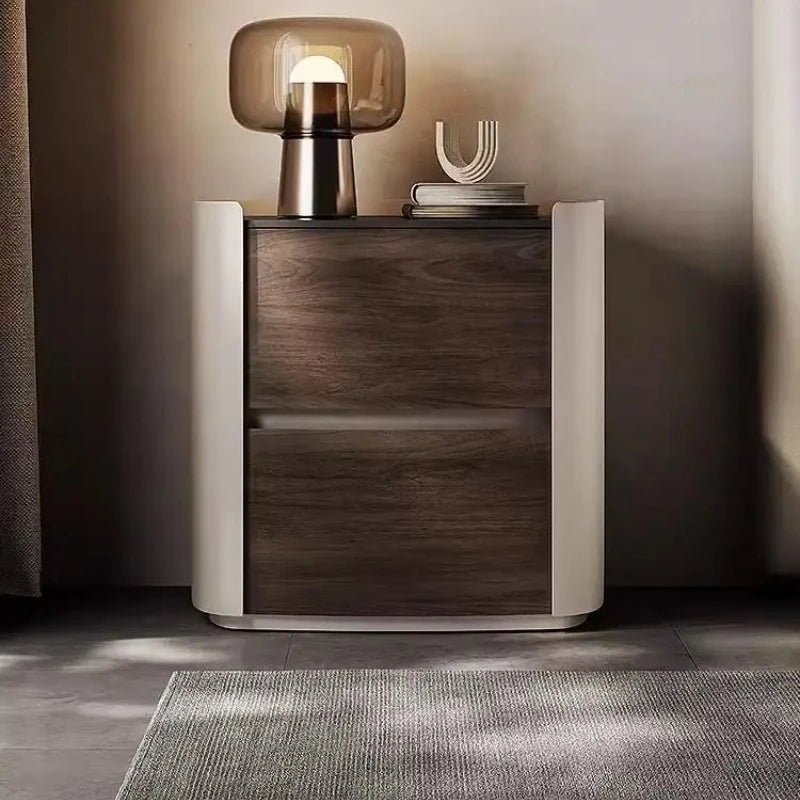 The Smoky Rain Wood Bedside Table - MOOAZAA 