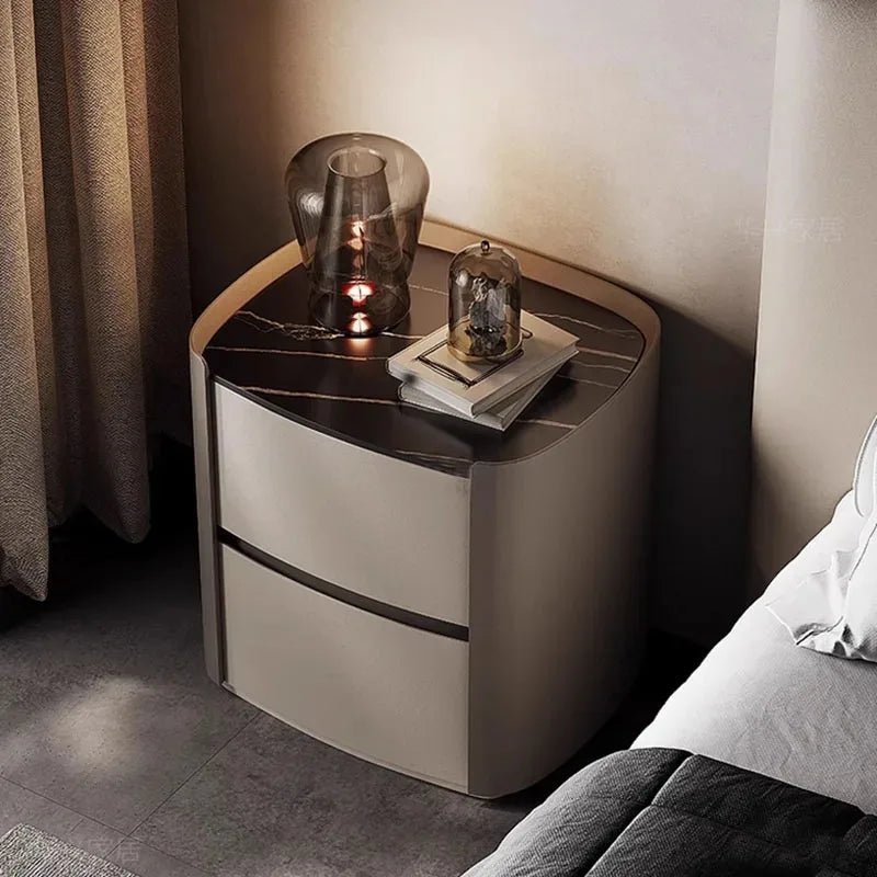 The Smoky Rain Wood Bedside Table - MOOAZAA 