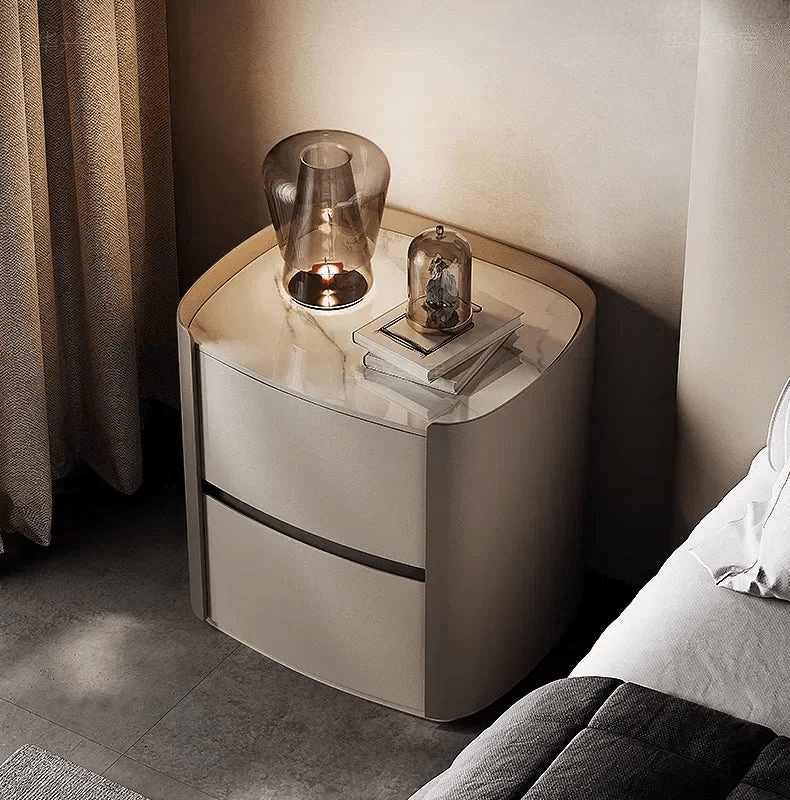 The Smoky Rain Wood Bedside Table - MOOAZAA 