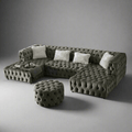 The U-Shaped Rocky Chesterfield Dark Grey Velvet Corner Sofa - MOOAZAA 