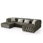 The U-Shaped Rocky Chesterfield Dark Grey Velvet Corner Sofa - MOOAZAA 